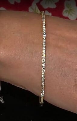 NY Closeout Luxuriant Lab Grown Diamond G VS 1.00 ctw Bangle Bracelet in 10K Yellow Gold (7.00 In) 8.85 Grams 