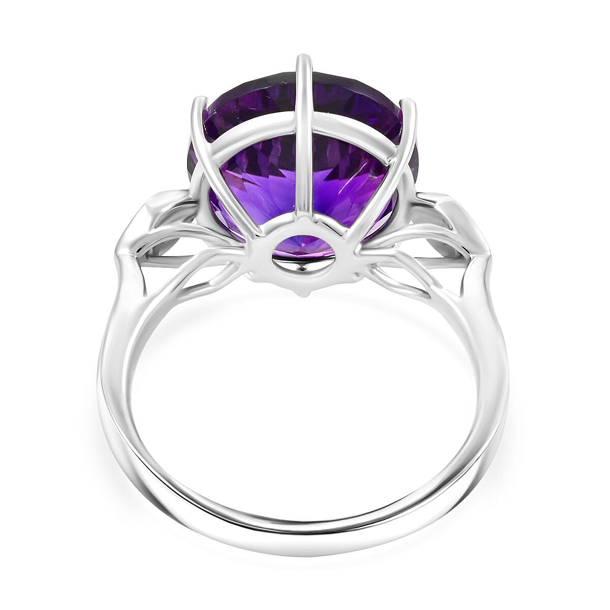 Luxoro AAA Moroccan Amethyst and G-H I2 Diamond 7.00 ctw Ring in 10K White Gold (Size 6.0) image number 4