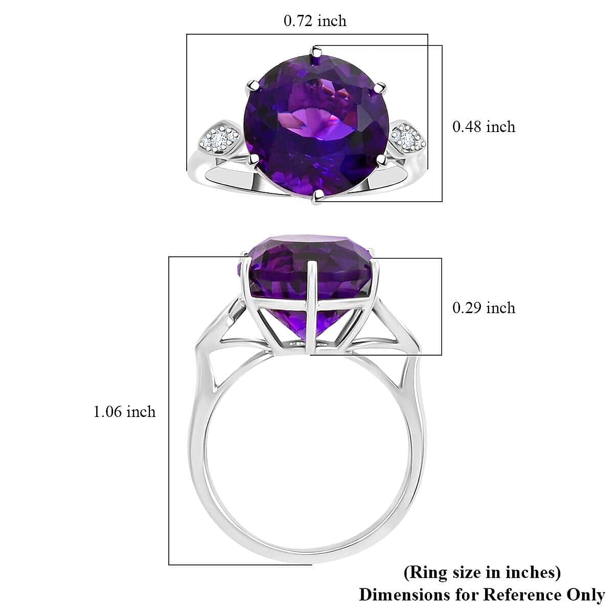 Luxoro AAA Moroccan Amethyst and G-H I2 Diamond 7.00 ctw Ring in 10K White Gold (Size 7.5) image number 5