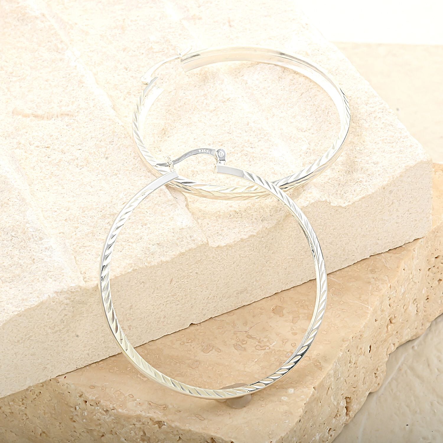 Hoop Earrings in Sterling Silver 3.60 Grams