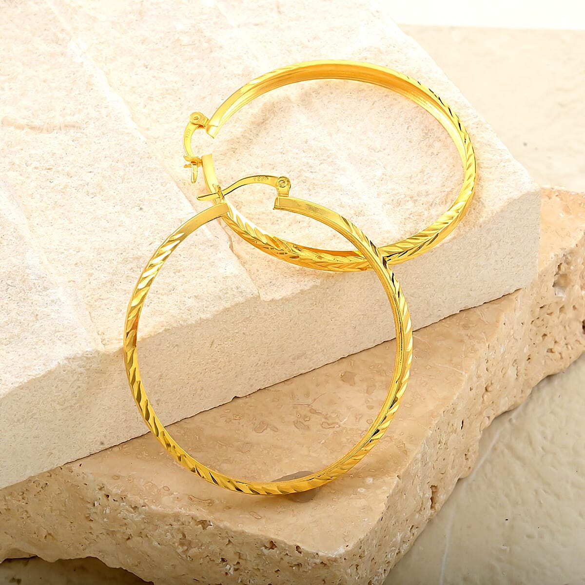 Hoop Earrings in 14K Yellow Gold Over Sterling Silver 3.60 Grams image number 1