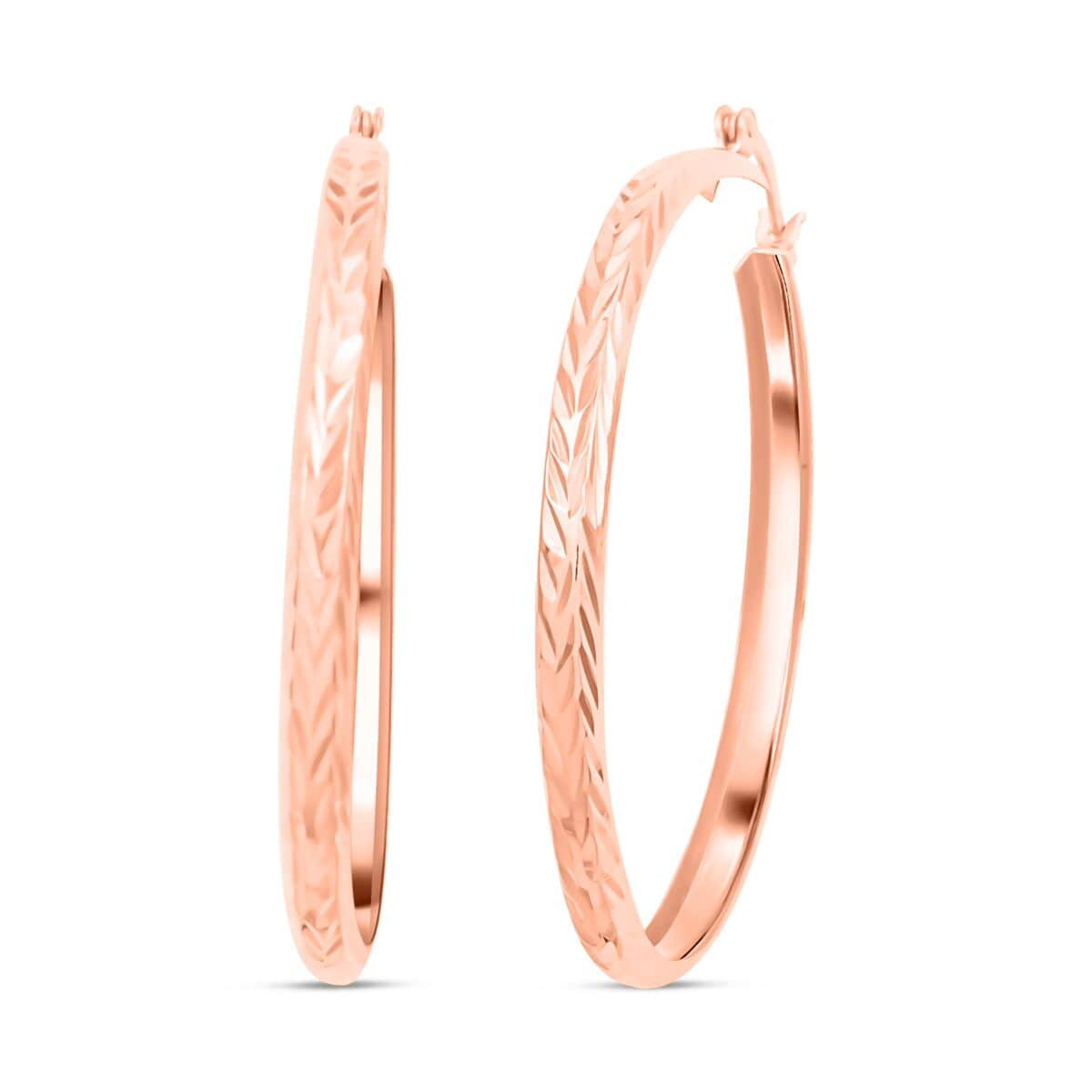 Hoop Earrings in 14K Rose Gold Over Sterling Silver 3.60 Grams image number 0