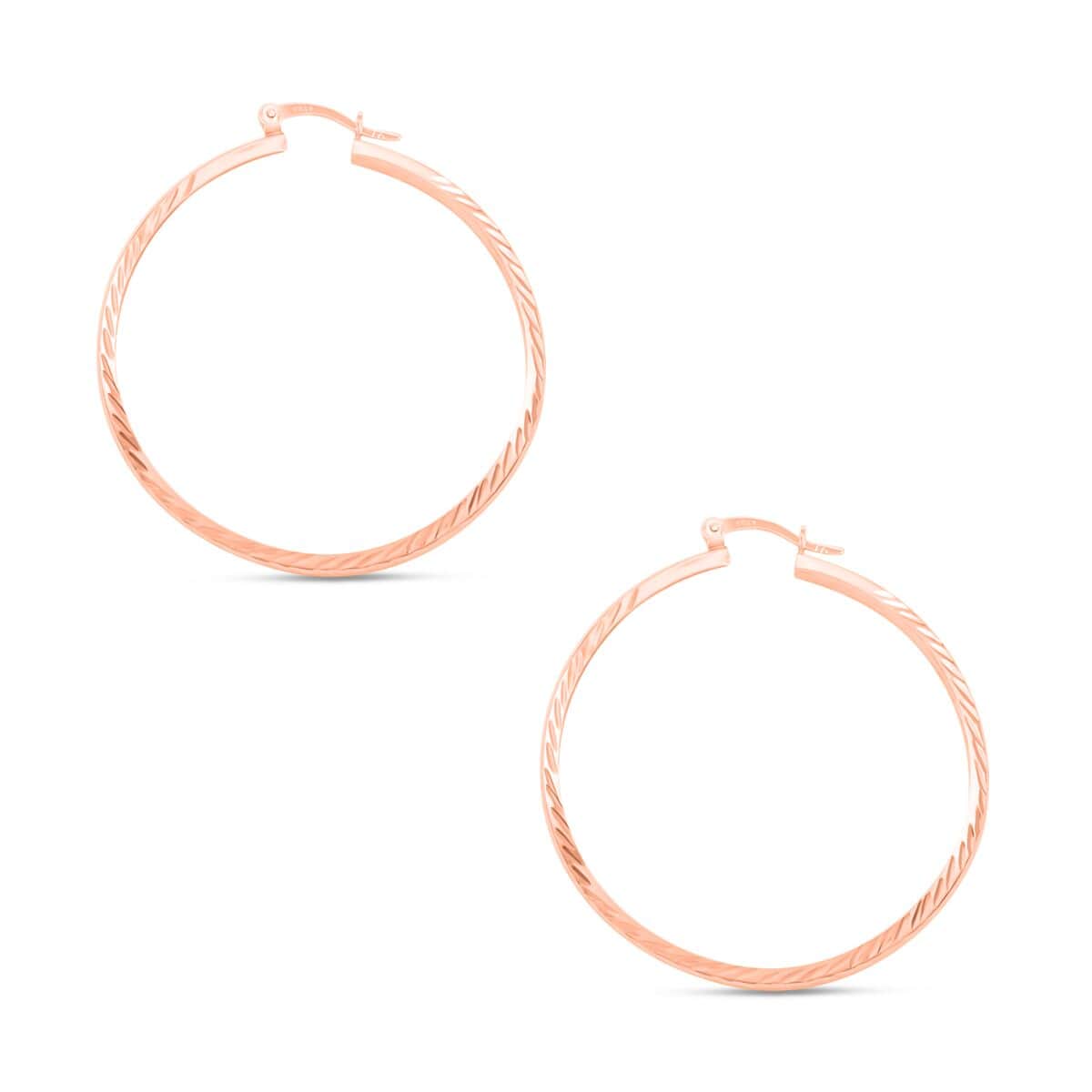 Hoop Earrings in 14K Rose Gold Over Sterling Silver 3.60 Grams image number 3