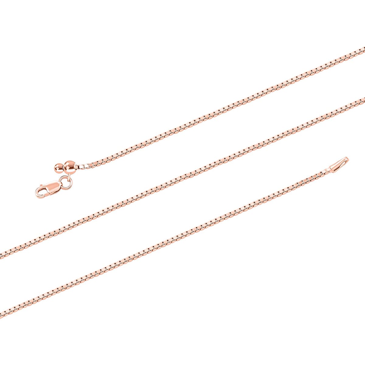 Box Chain Necklace in 14K Rose Gold Over Sterling Silver 7.8 Grams 24 Inches image number 2