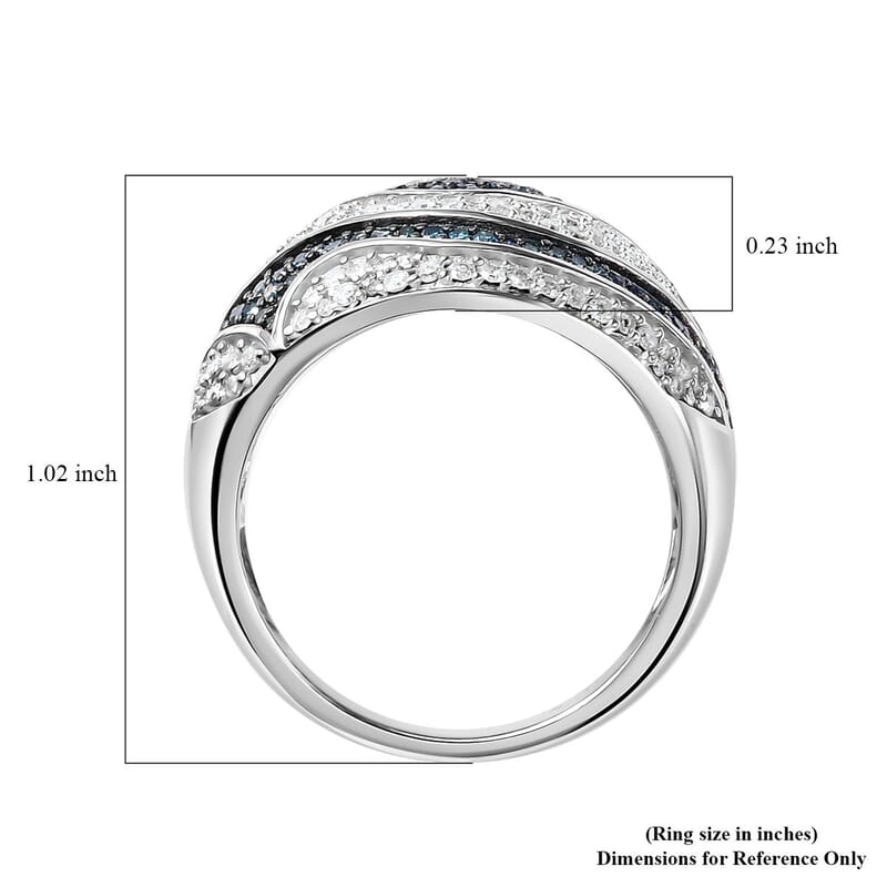 GP Special Venetian Sky Collection Blue and White Diamond 1.00 ctw Ring in Rhodium Over Sterling Silver (Size 10.0)