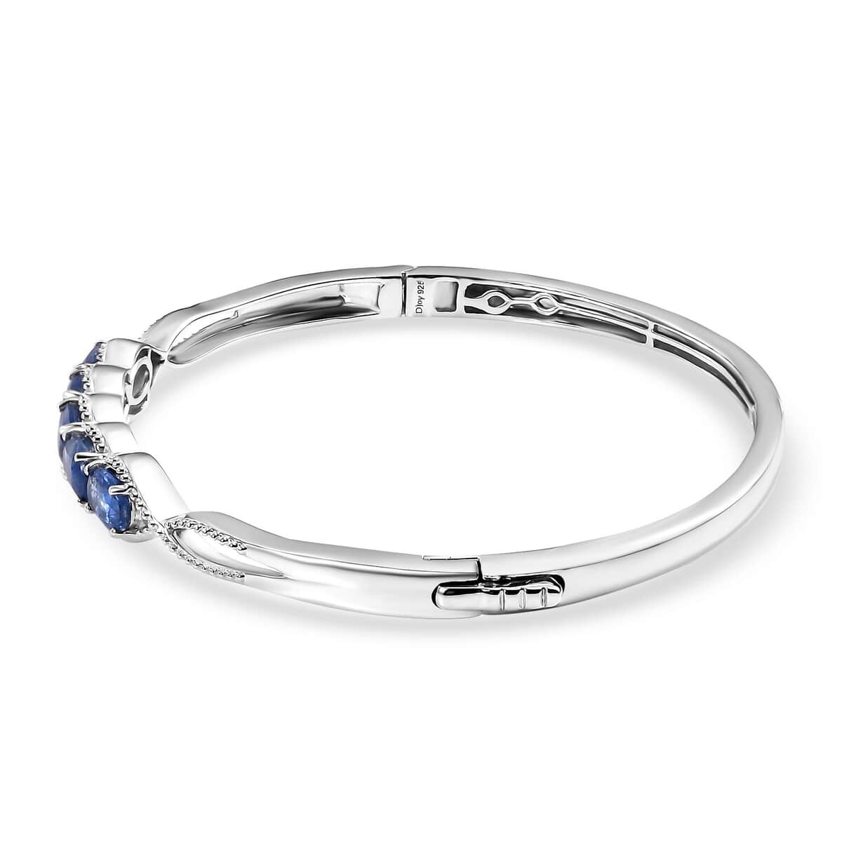 Kashmir Kyanite 4.90 ctw Love Infinity Bangle Bracelet in Rhodium Over Sterling Silver (7.25 In)  image number 3