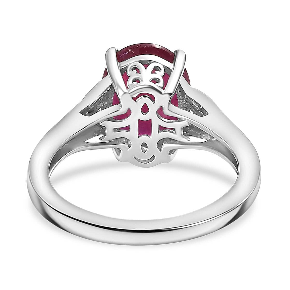 Niassa Ruby (FF) and Emerald 4.00 ctw Statement Ring in Platinum Over Sterling Silver (Size 9.0) image number 4