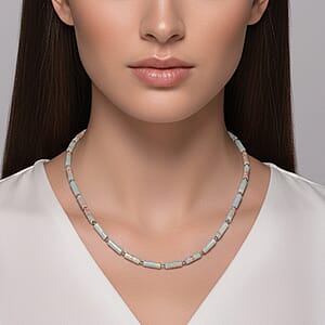 Multi Color Jade (D) 62.50 ctw Barrel Shape Paper Clip Chain Necklace in Stainless Steel 20-22 Inches 