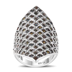 GP Royal Art Deco Collection Multi Diamond 0.50 ctw Ring in Rhodium Over Sterling Silver (Size 6.0)