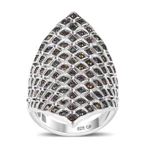 GP Royal Art Deco Collection Multi Diamond 0.50 ctw Ring in Rhodium Over Sterling Silver (Size 7.0)