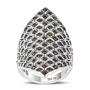 GP Royal Art Deco Collection Multi Diamond 0.50 ctw Ring in Rhodium Over Sterling Silver (Size 9.0)