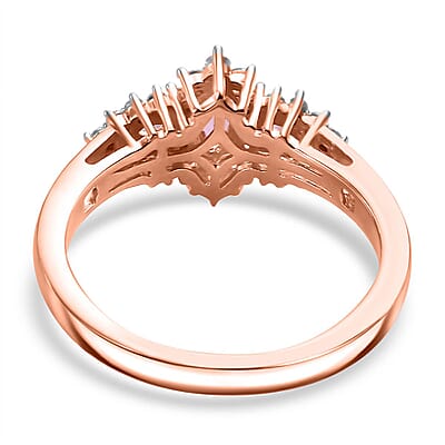 Mahenge Spinel and White Zircon 0.75 ctw Floret Sparkle Ring in 18K Vermeil Rose Gold Over Sterling Silver (Size 6.0)