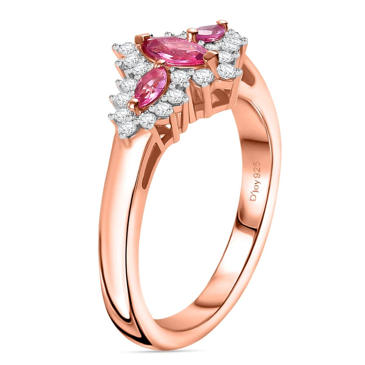 Mahenge Spinel and White Zircon 0.75 ctw Floret Sparkle Ring in 18K Vermeil Rose Gold Over Sterling Silver (Size 7.0) image number 3