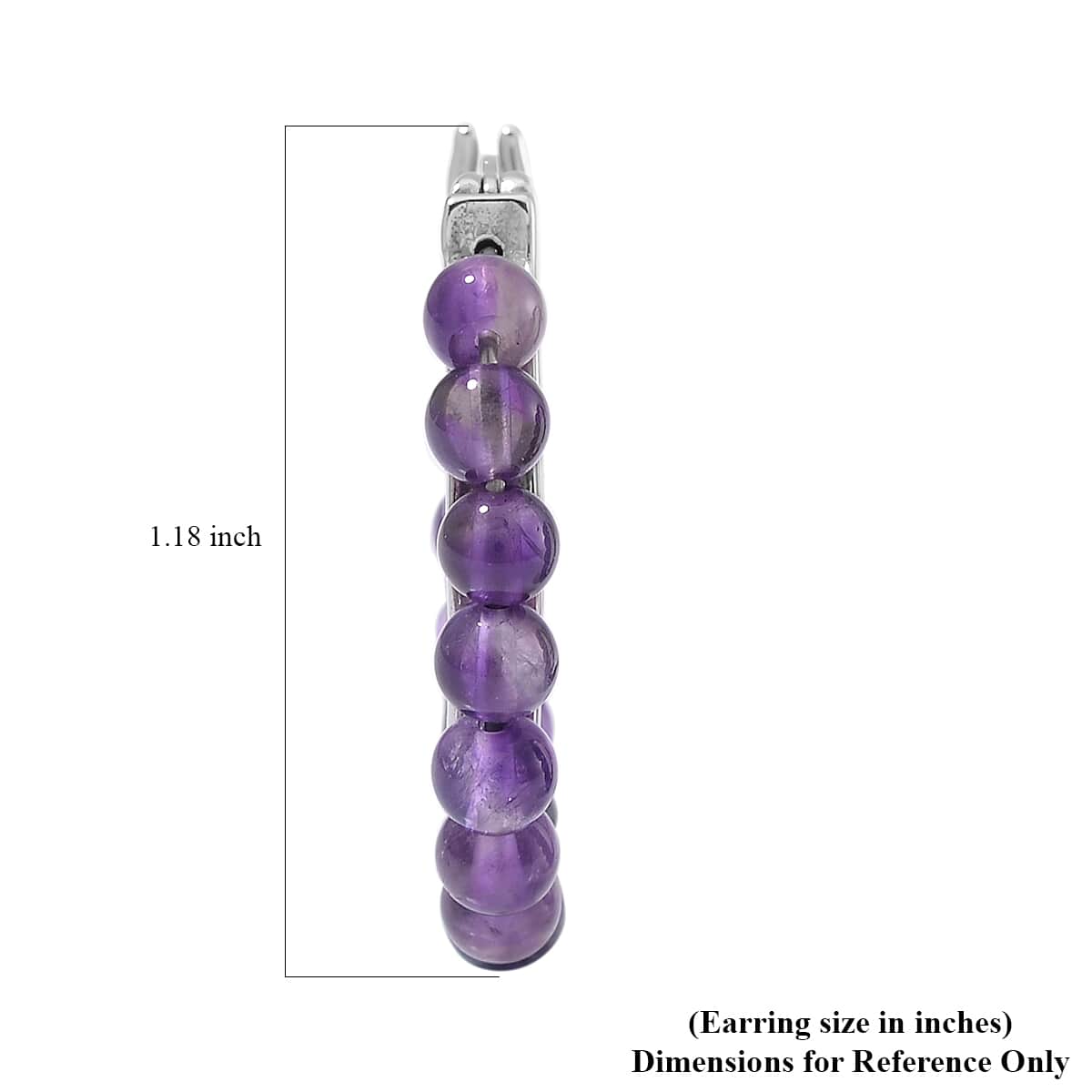 African Amethyst 17.00 ctw Beaded Hoop Earrings in Stainless Steel image number 4