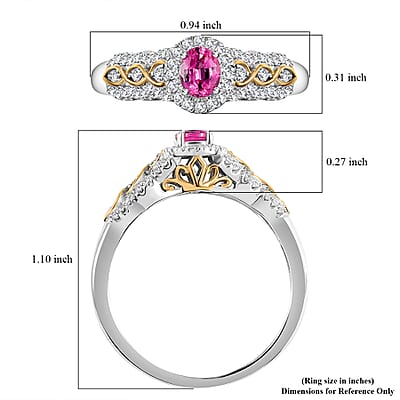 Mahenge Spinel and White Zircon 0.75 ctw Eternal Blossom Ring in 18K Vermeil YG and Rhodium Over Sterling Silver (Size 10.0)