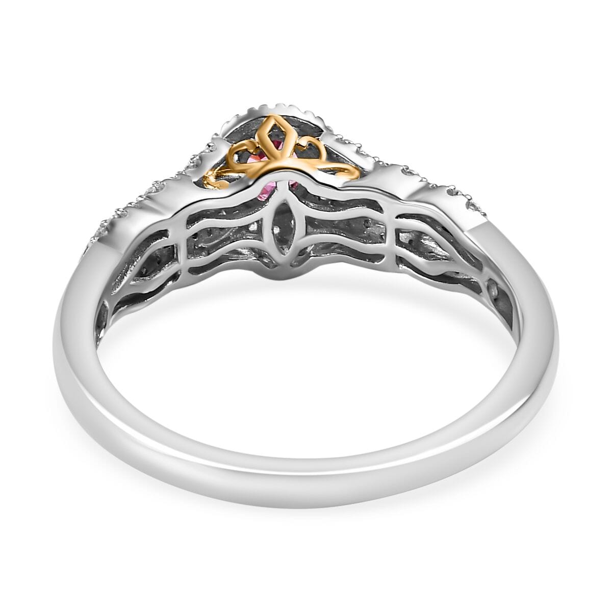 Mahenge Spinel and White Zircon 0.75 ctw Eternal Blossom Ring in 18K Vermeil YG and Rhodium Over Sterling Silver (Size 7.0) image number 4