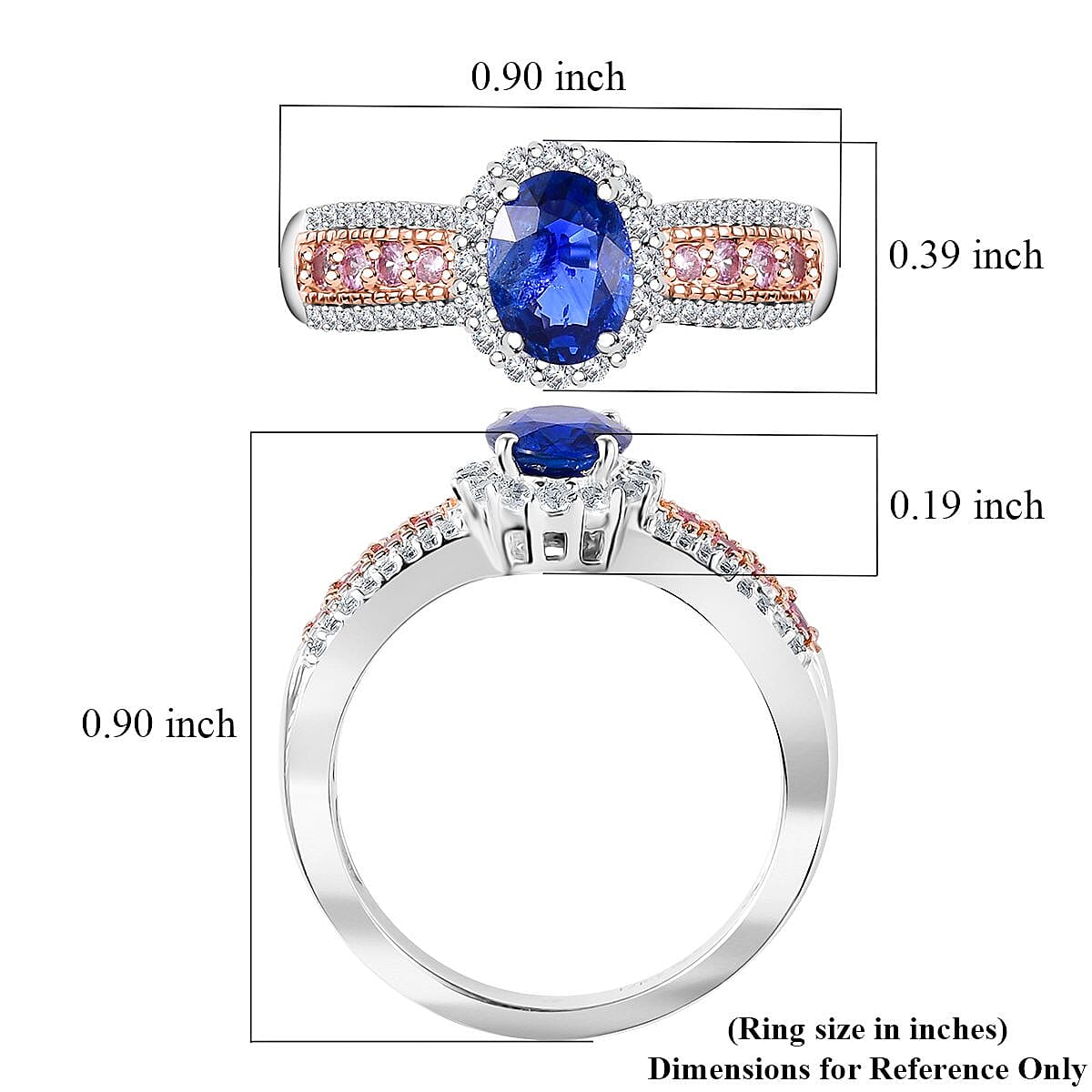 Ceylon Blue Sapphire and Multi Gemstone 1.60 ctw Ocean Blossom Ring in 18K Vermeil RG and Rhodium Over Sterling Silver (Size 10.0)