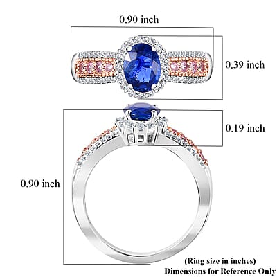 Ceylon Blue Sapphire and Multi Gemstone 1.60 ctw Ocean Blossom Ring in 18K Vermeil RG and Rhodium Over Sterling Silver (Size 10.0)