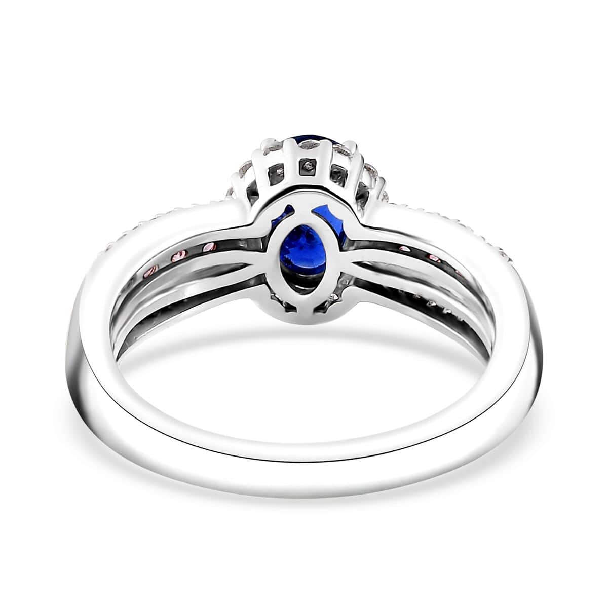 Ceylon Blue Sapphire, Multi Gemstone Ring in 18K Vermeil RG and Rhodium Over Sterling Silver (Size 7.0) 1.60 ctw image number 4