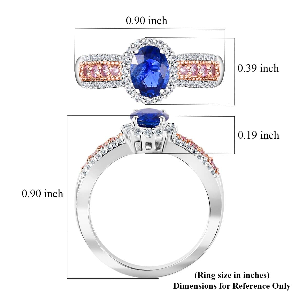 Ceylon Blue Sapphire, Multi Gemstone Ring in 18K Vermeil RG and Rhodium Over Sterling Silver (Size 7.0) 1.60 ctw image number 5