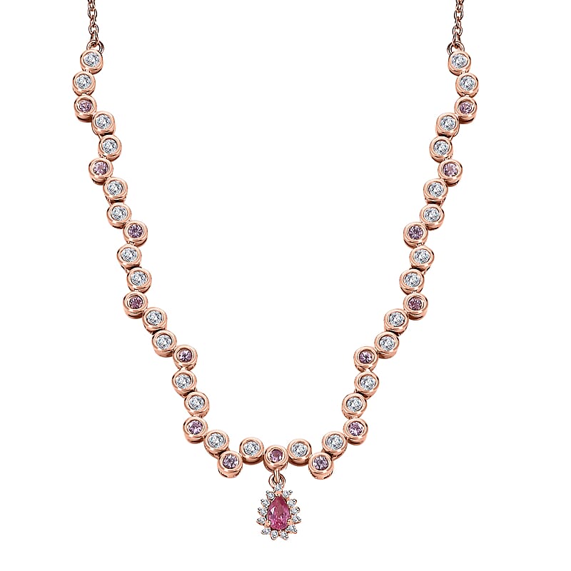 D'Joy Mahenge Spinel and Multi Gemstone 2.35 ctw Bubbles Necklace in 18K Vermeil Rose Gold Over Sterling Silver 18 Inches
