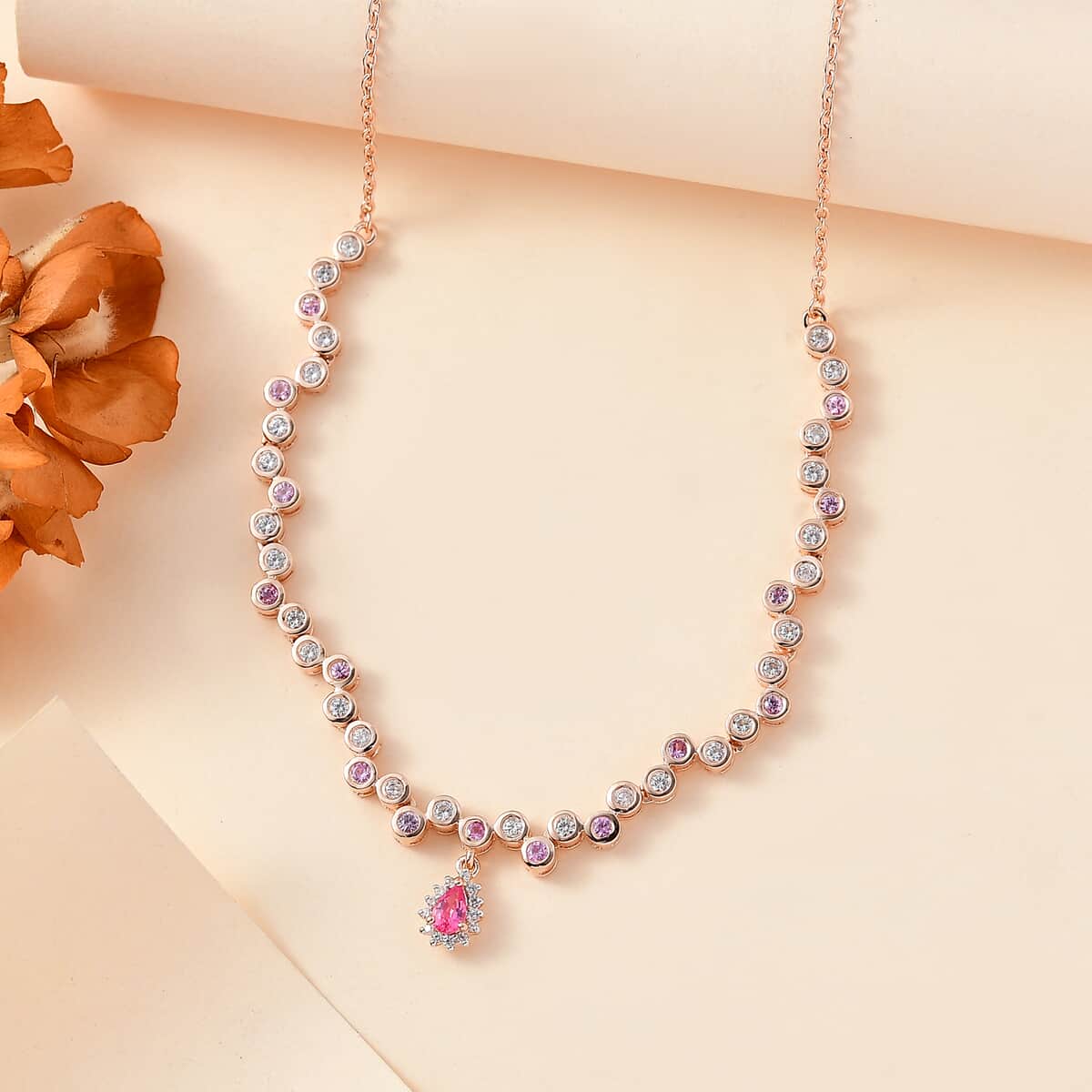 Mahenge Spinel and Multi Gemstone 2.35 ctw Bubbles Necklace in 18K Vermeil Rose Gold Over Sterling Silver 18 Inches image number 1