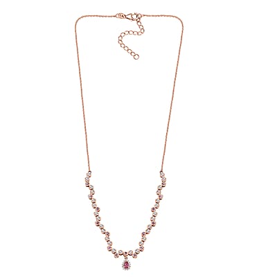 D'Joy Mahenge Spinel and Multi Gemstone 2.35 ctw Bubbles Necklace in 18K Vermeil Rose Gold Over Sterling Silver 18 Inches