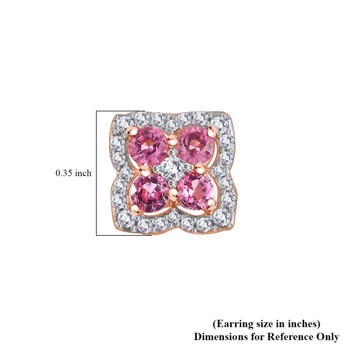 Mahenge Spinel and White Zircon 1.15 ctw Clover Leaf Earrings in 18K Vermeil Rose Gold Over Sterling Silver image number 4