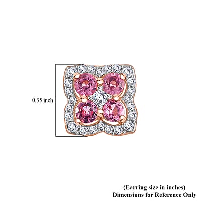 Mahenge Spinel and White Zircon 1.15 ctw Clover Leaf Earrings in 18K Vermeil Rose Gold Over Sterling Silver