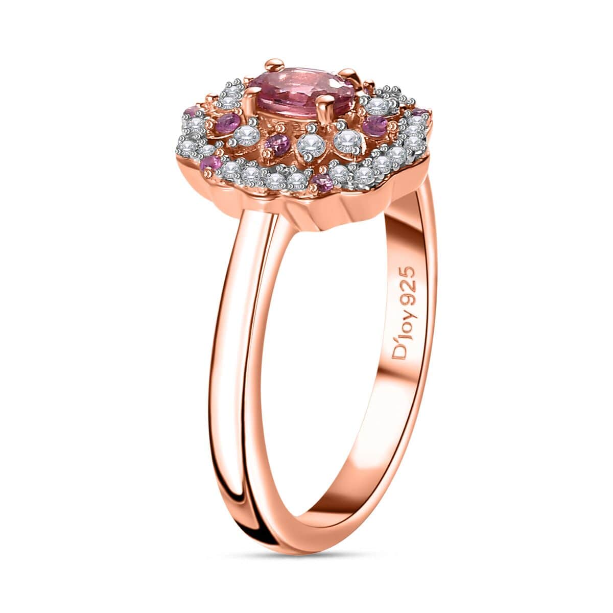 Mahenge Spinel and Multi Gemstone 0.75 ctw Sunset Bloom Ring in 18K Vermeil Rose Gold Over Sterling Silver (Size 10.0) image number 3