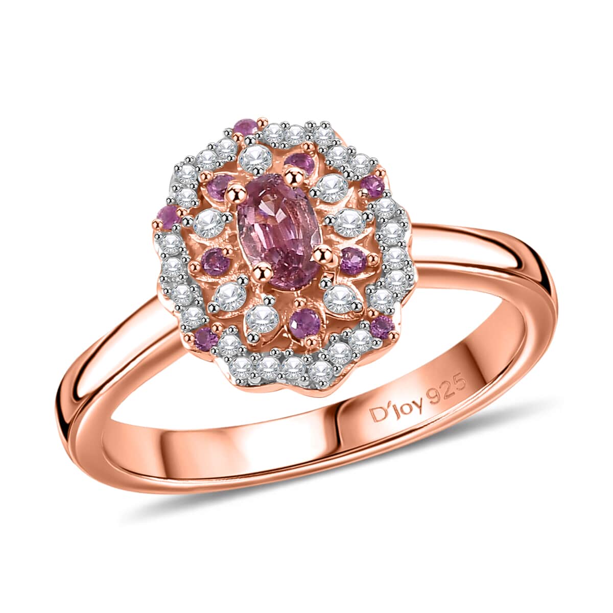 Mahenge Spinel and Multi Gemstone 0.75 ctw Sunset Bloom Ring in 18K Vermeil Rose Gold Over Sterling Silver (Size 7.0) image number 0