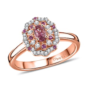 Mahenge Spinel and Multi Gemstone 0.75 ctw Sunset Bloom Ring in 18K Vermeil Rose Gold Over Sterling Silver (Size 9.0)