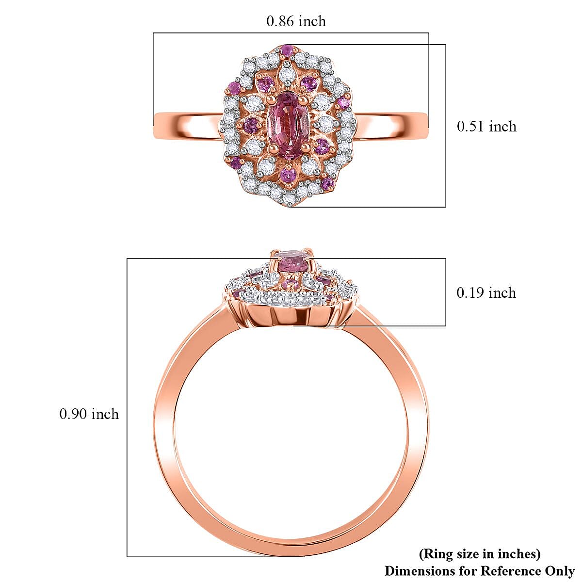 Mahenge Spinel and Multi Gemstone 0.75 ctw Sunset Bloom Ring in 18K Vermeil Rose Gold Over Sterling Silver (Size 9.0) image number 5