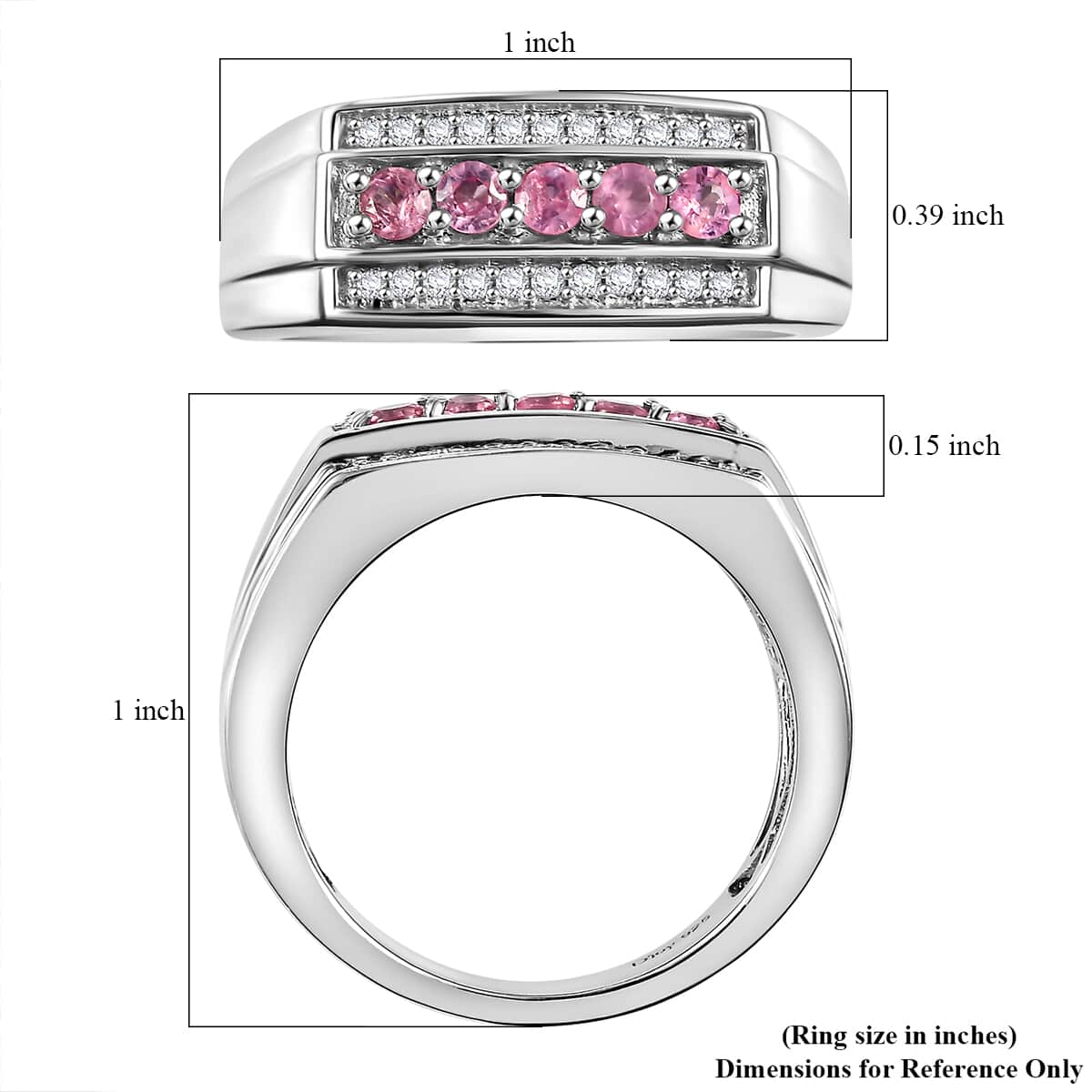 Mahenge Spinel and Moissanite 0.70 ctw Men's Ring in Rhodium Over Sterling Silver (Size 10.0) image number 5