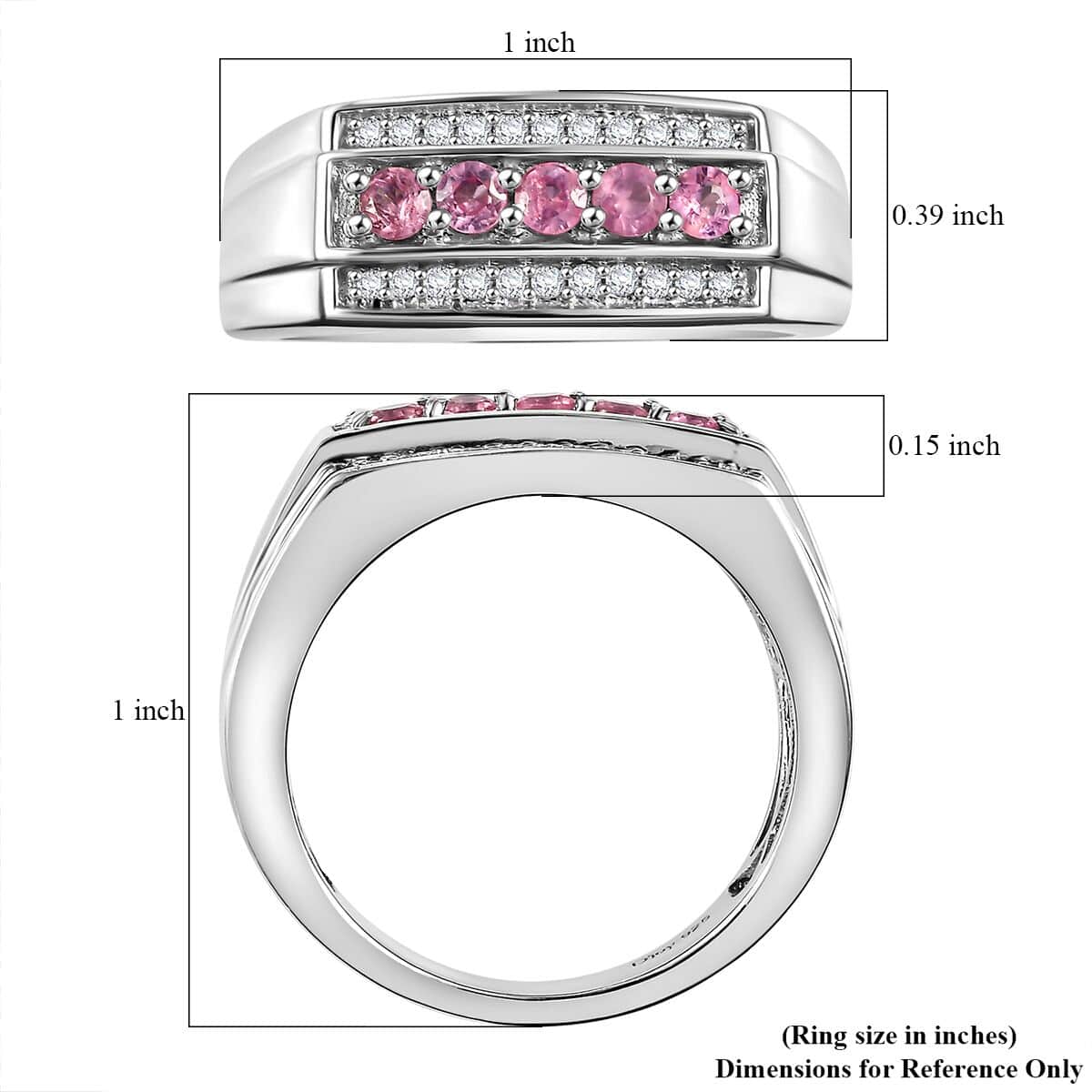 Mahenge Spinel and Moissanite 0.70 ctw Men's Ring in Rhodium Over Sterling Silver (Size 11.0) image number 5