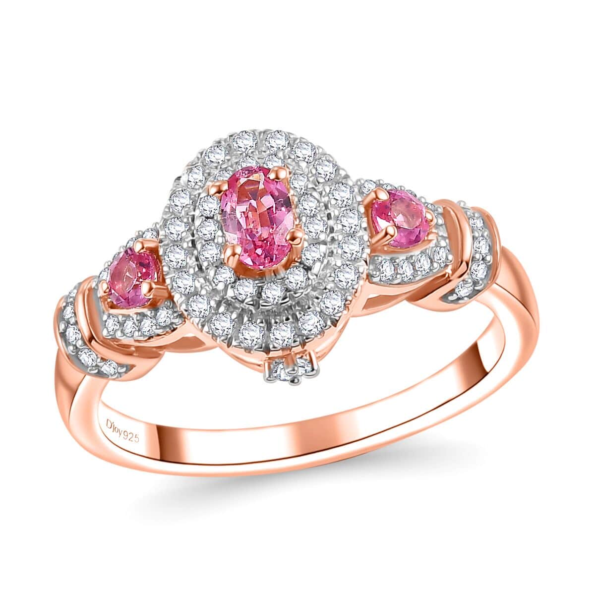 Mahenge Spinel and White Zircon 1.00 ctw Blossom Embrace Ring in 18K Vermeil Rose Gold Over Sterling Silver (Size 10.0) image number 0