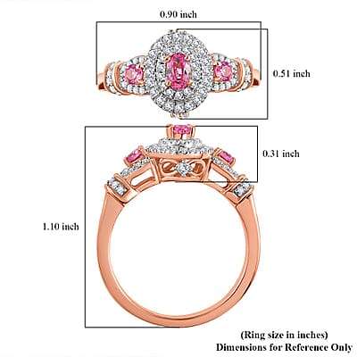 Mahenge Spinel and White Zircon 1.00 ctw Blossom Embrace Ring in 18K Vermeil Rose Gold Over Sterling Silver (Size 10.0)