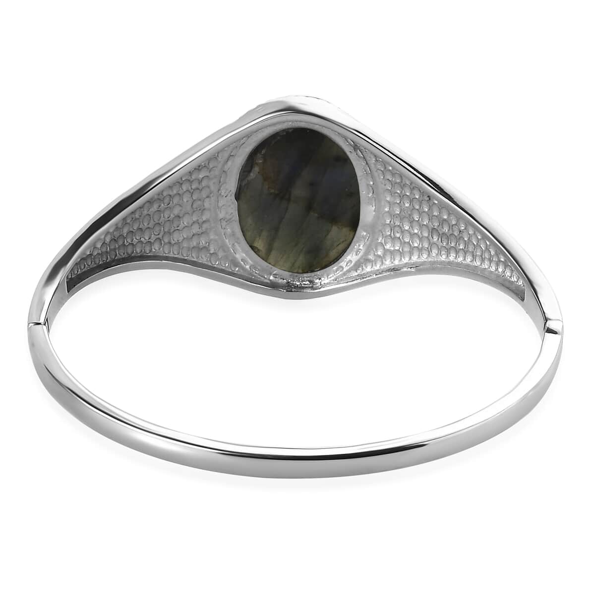 Malagasy Labradorite Filigree Bangle Bracelet in Stainless Steel (6.50 In) 39.30 ctw image number 4