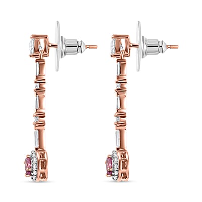 D'Joy Mahenge Spinel and Moissanite 1.85 ctw Art Deco Earrings in 18K Vermeil Rose Gold Over Sterling Silver