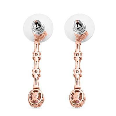 D'Joy Mahenge Spinel and Moissanite 1.85 ctw Art Deco Earrings in 18K Vermeil Rose Gold Over Sterling Silver