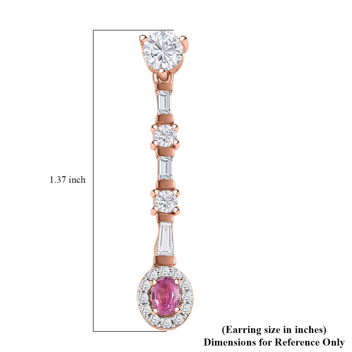 D'Joy Mahenge Spinel and Moissanite 1.85 ctw Art Deco Earrings in 18K Vermeil Rose Gold Over Sterling Silver