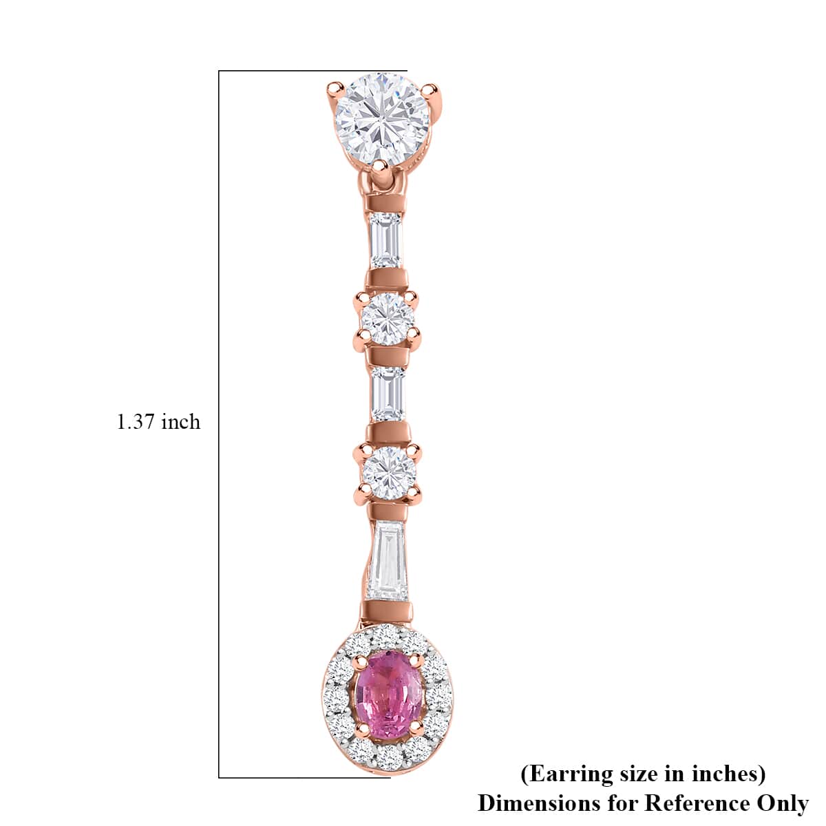 Mahenge Spinel and Moissanite 1.85 ctw Art Deco Earrings in 18K Vermeil Rose Gold Over Sterling Silver image number 5