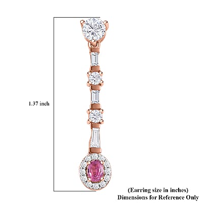 D'Joy Mahenge Spinel and Moissanite 1.85 ctw Art Deco Earrings in 18K Vermeil Rose Gold Over Sterling Silver