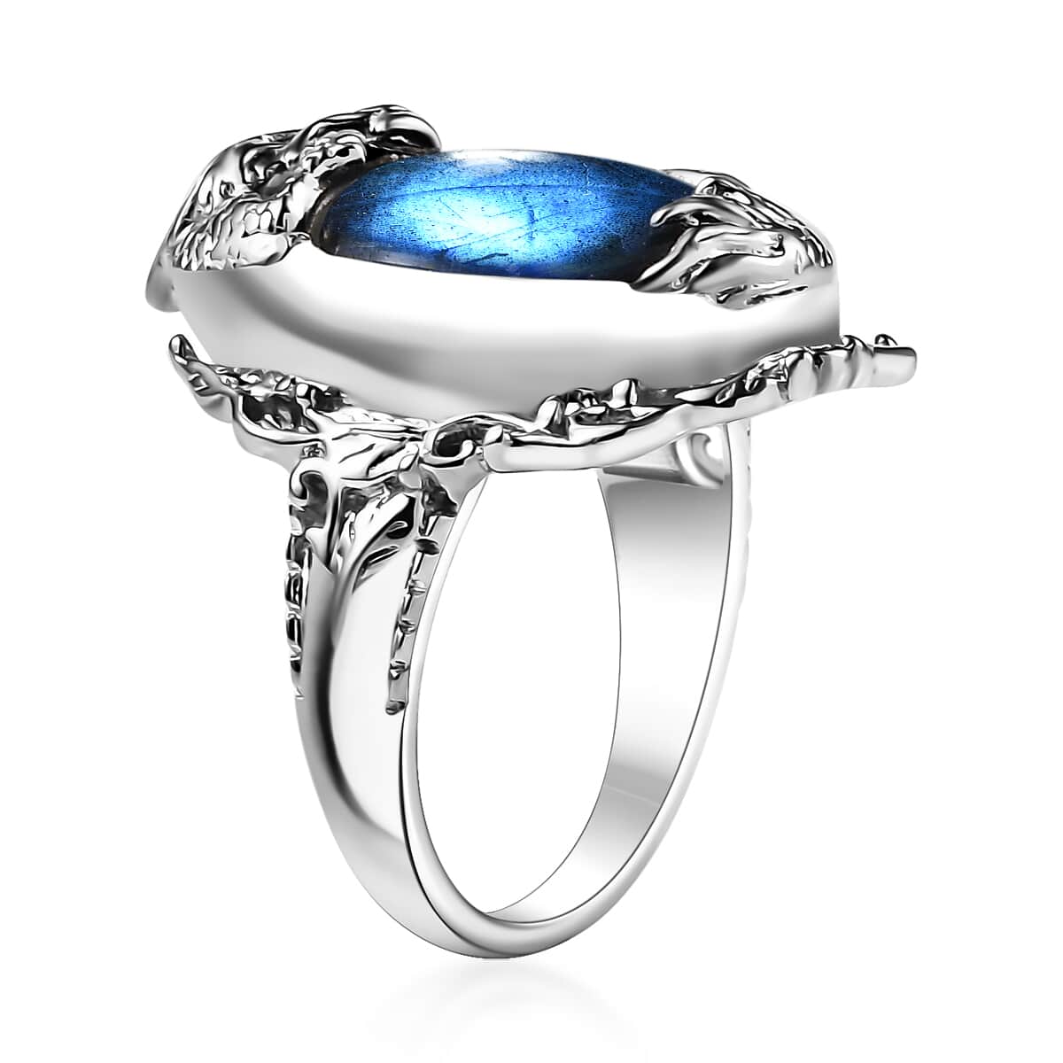 Karis Malagasy Labradorite 19.20 ctw Dragon Ring in Platinum Bond (Size 10.0) image number 4