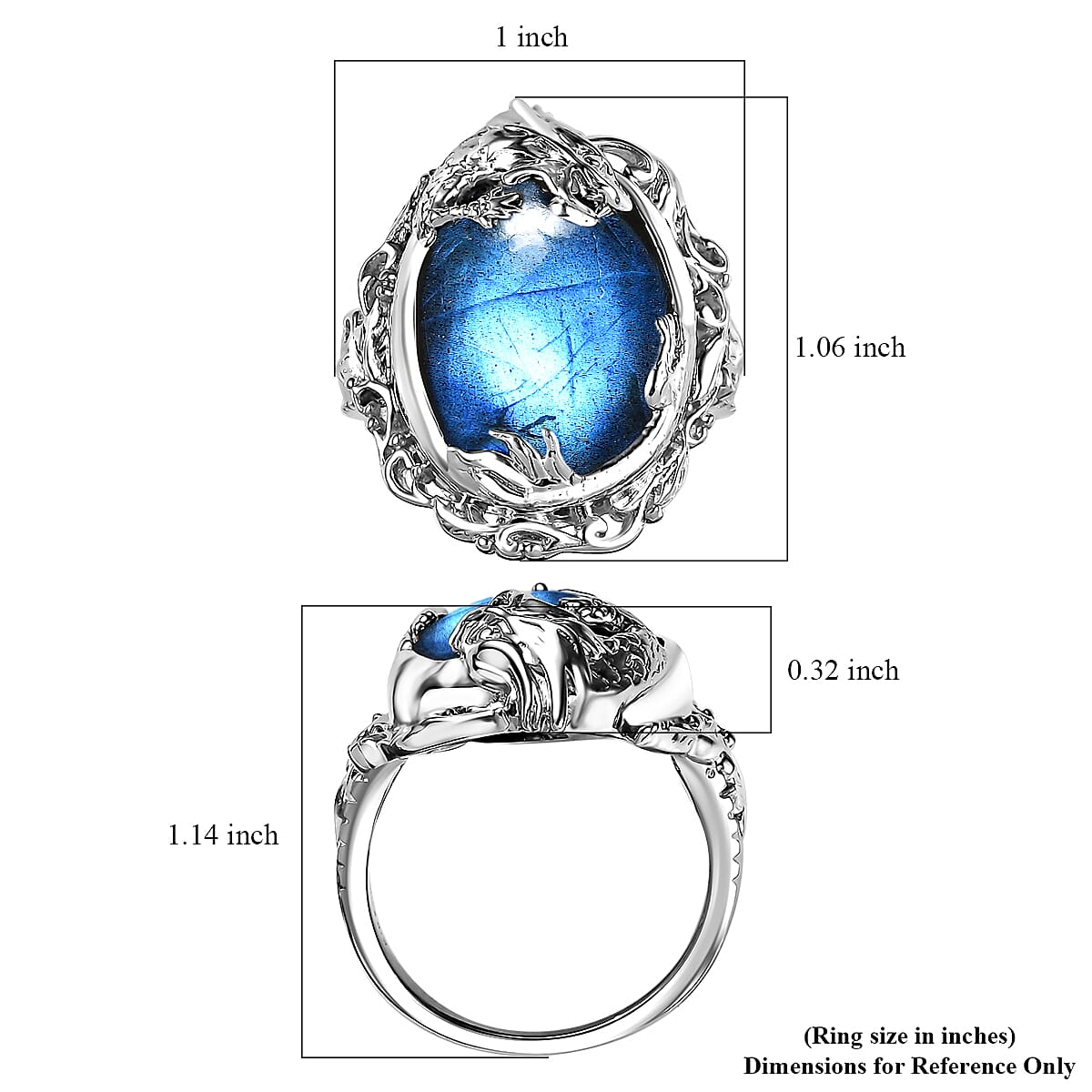 Karis Malagasy Labradorite 19.20 ctw Dragon Ring in Platinum Bond (Size 9.0) image number 6