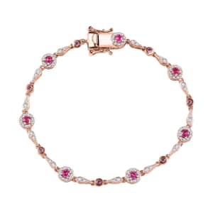 Mahenge Spinel and Multi Gemstone 2.60 ctw Art Deco Bracelet in 18K Vermeil Rose Gold Over Sterling Silver (7.25 In)