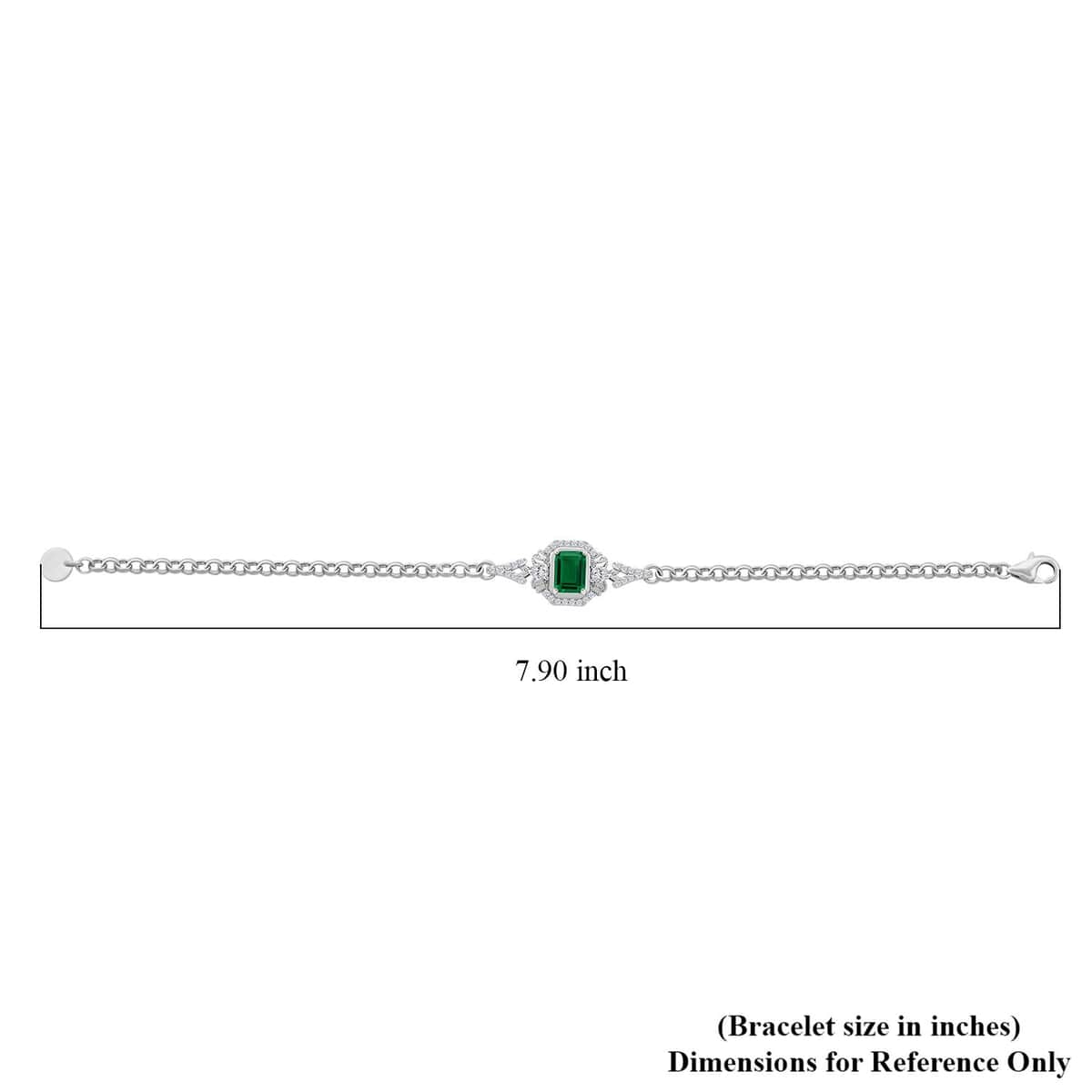 Simulated Emerald and Simulated Diamond 2.50 ctw Bracelet in Silverto (8.00 In)  image number 4