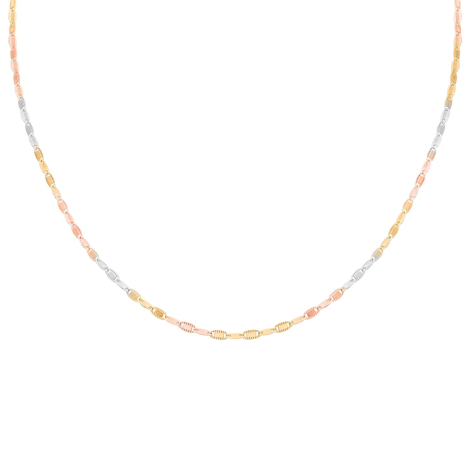 Mariner Chain Necklace in 14K Yellow Rose Gold Over and Sterling Silver 5.8 Grams 24 Inches