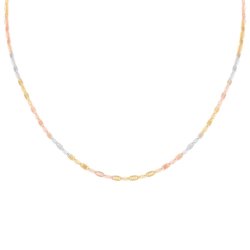 Mariner Chain Necklace in 14K Yellow Rose Gold Over and Sterling Silver 5.8 Grams 24 Inches