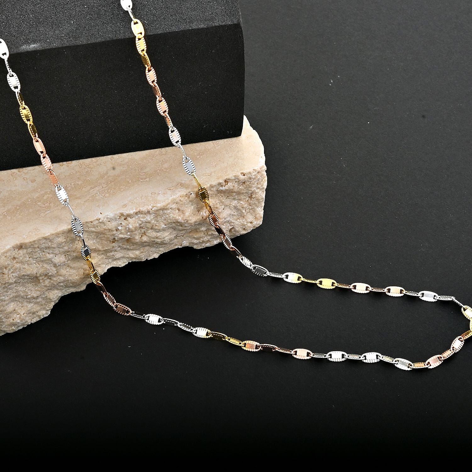 Mariner Chain Necklace in 14K Yellow Rose Gold Over and Sterling Silver 5.8 Grams 24 Inches